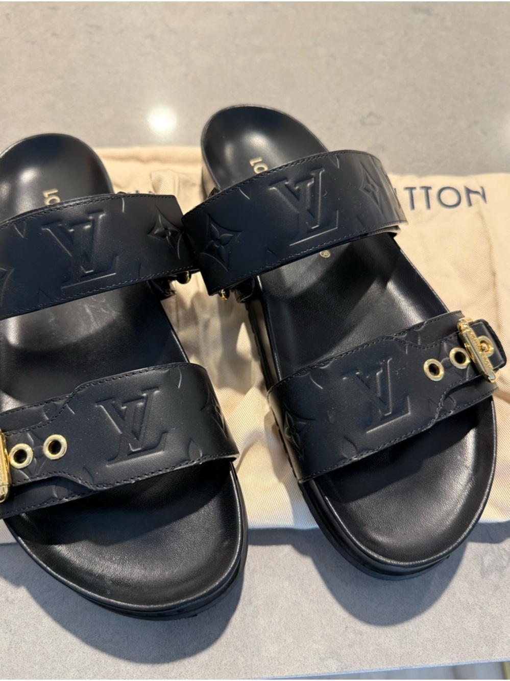 Bom Dia Flat Comfort Mule Black EU 38.5 Louis Vuitton LV - Picture 15 of 15